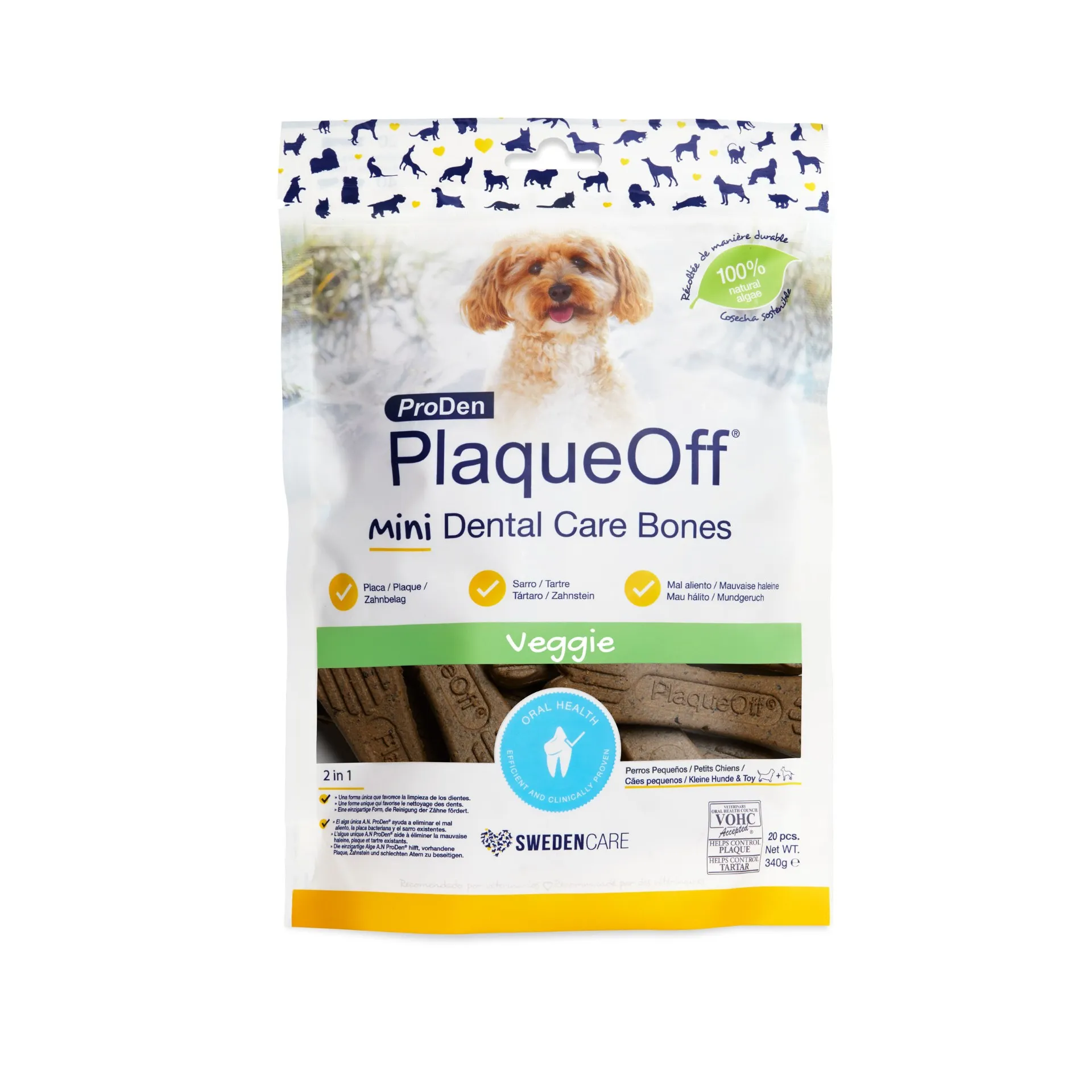 PLAQUEOFF DENTAL BONES MINI VEGGIE PERRO 340GRS