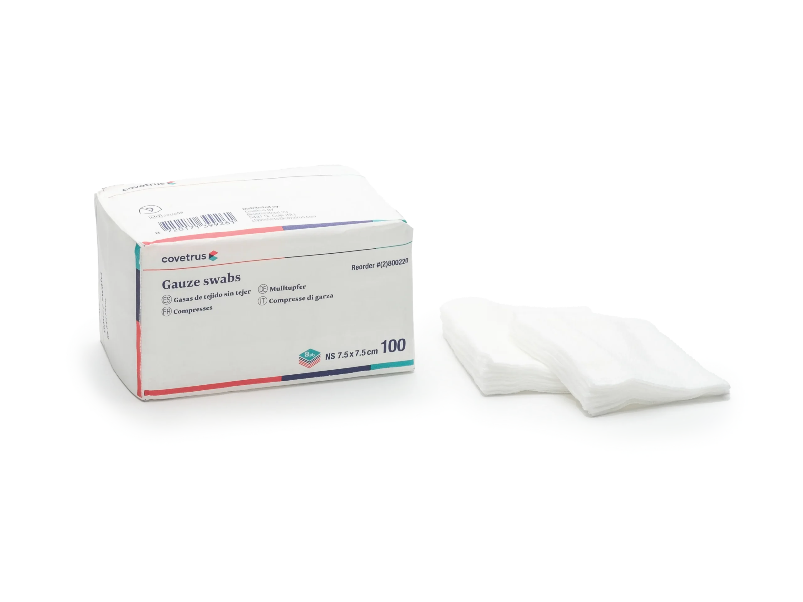 GASAS NO ESTERIL 8 PLIEGUES 7,5 X 7,5CM 100UD COVETRUS