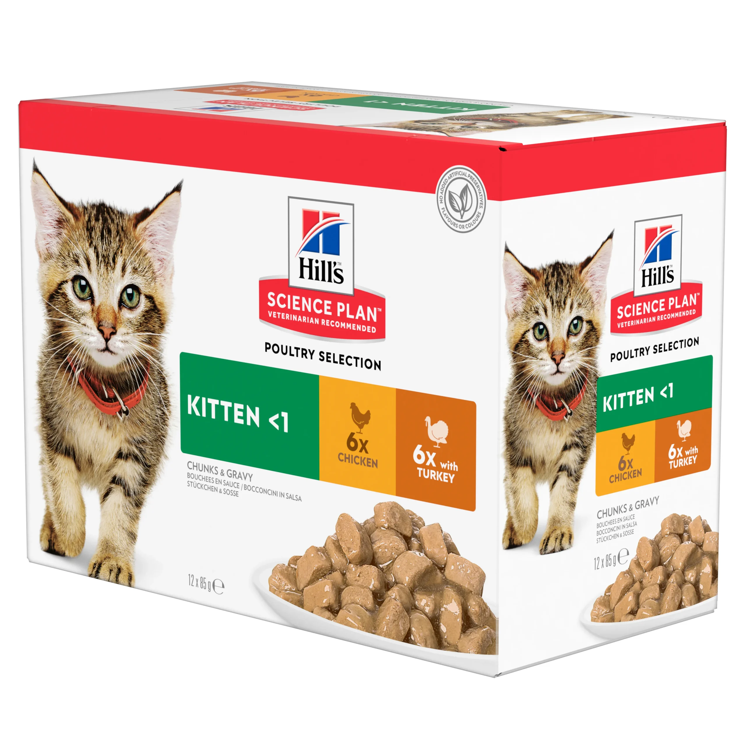 Comida Premium para Gatitos Hill’s HSP Feline Pollo y Pavo 12x85g – Nutrición Óptima
