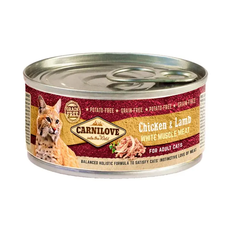 Compra CARNILOVE Feline Adult Pollo y Cordero - Caja 12x100g | Comida Húmeda Saludable para Gatos Adultos