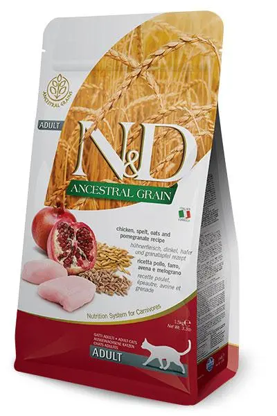 Farmina N&D Cat Ancestral Pollo 1.5kg - Alimento Completo para Gatos Adultos, Bajo en Cereales y Rico en Nutrientes