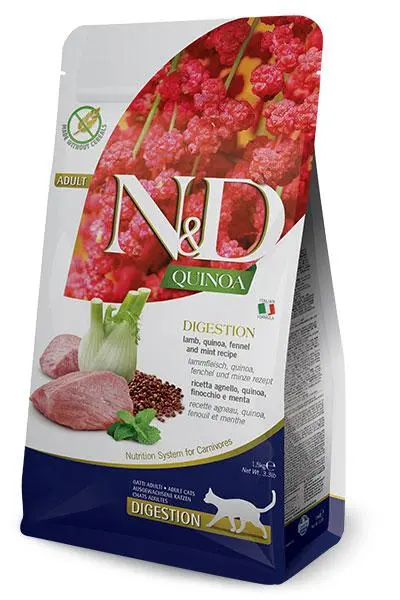 Farmina N&D Cat Quinoa Digestión Cordero 1.5kg - Alimento Seco para Gatos con Alta Digestibilidad y Salud Intestinal Mejorada
